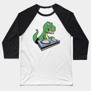 Cartoon TREX DJ at turntable Baseball T-Shirt